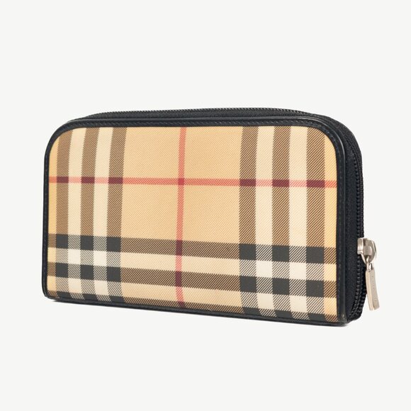 Burberry House-Check Leather-Trim Long Zip Wallet - Picture 3 of 9